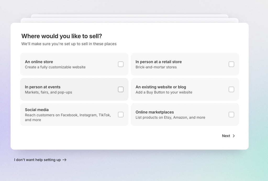 Fill in your details to register for the Shopify $1 plan