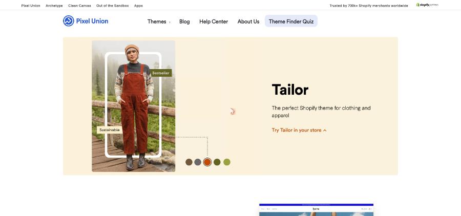 Pixel Union premium Shopify themes homepage