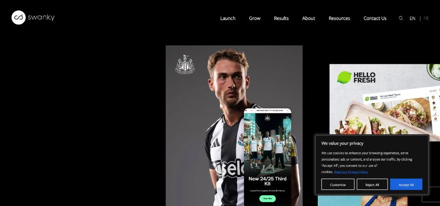 Swanky Shopify Plus agency homepage