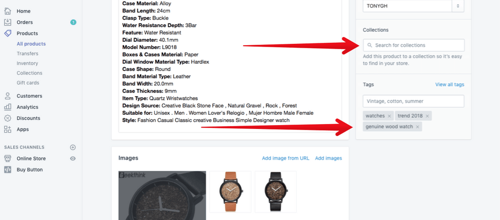 Optimize Shopify product collections and tags for SEO