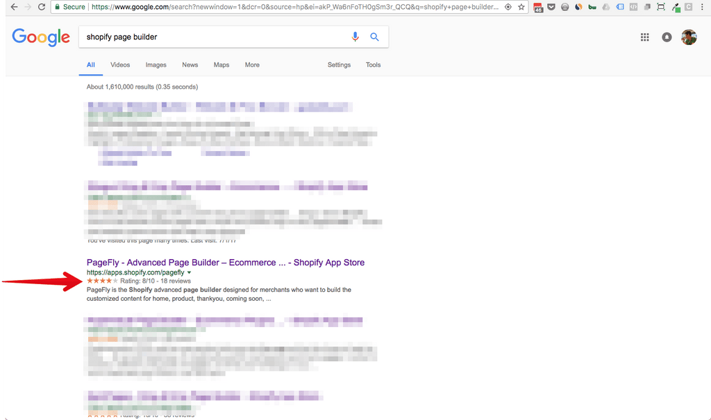 Structured data markup showing review ratings in search results