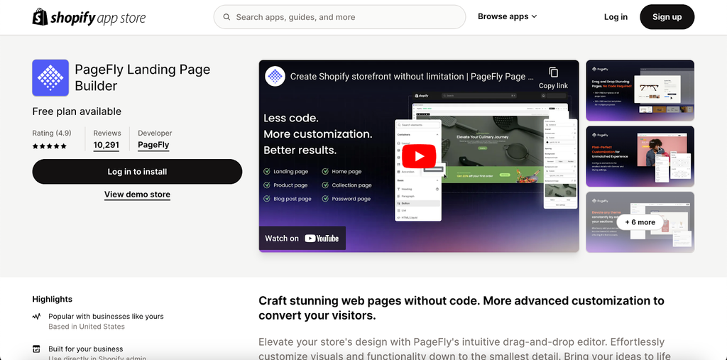 PageFly on Shopify App Store