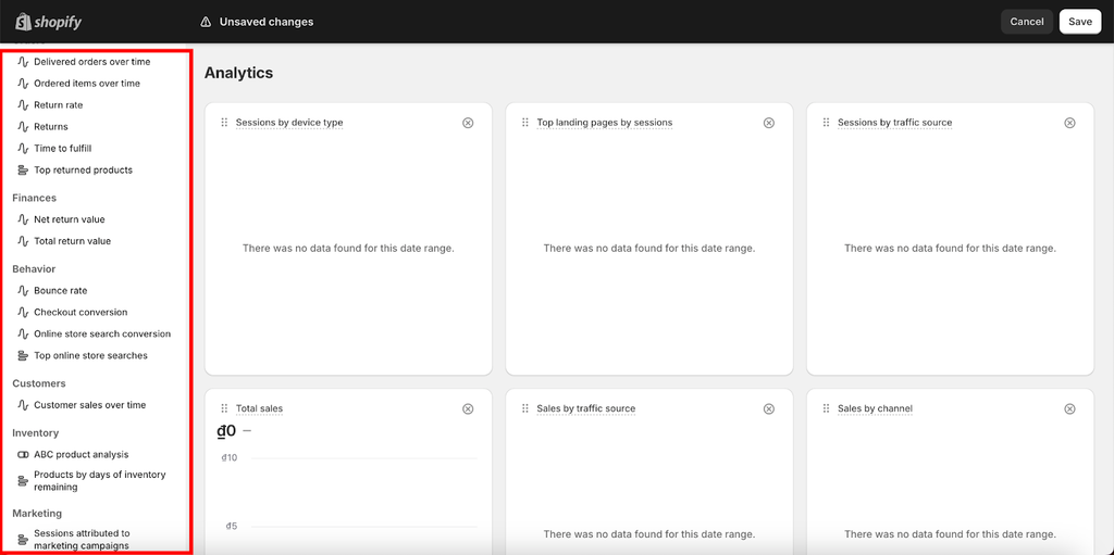 customizing shopify analytics