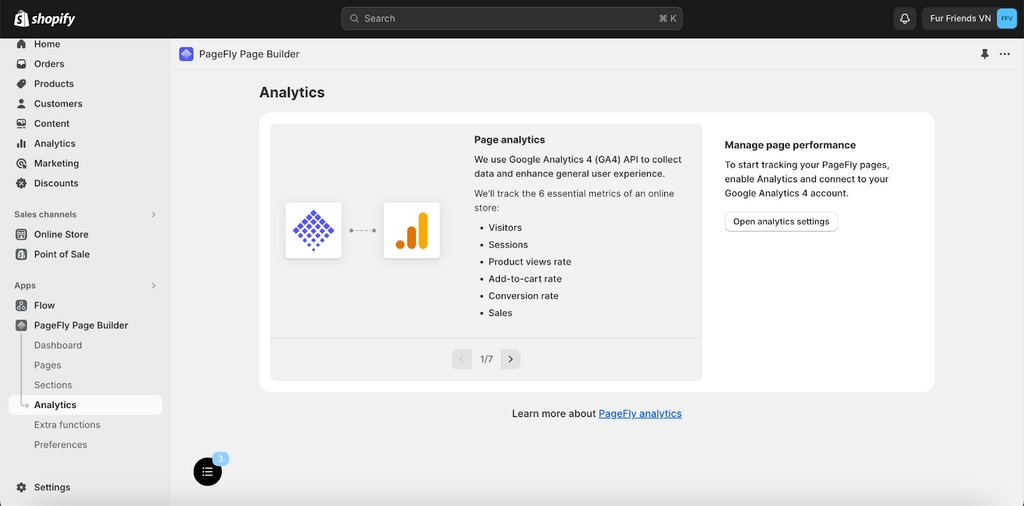 PageFly page analytics