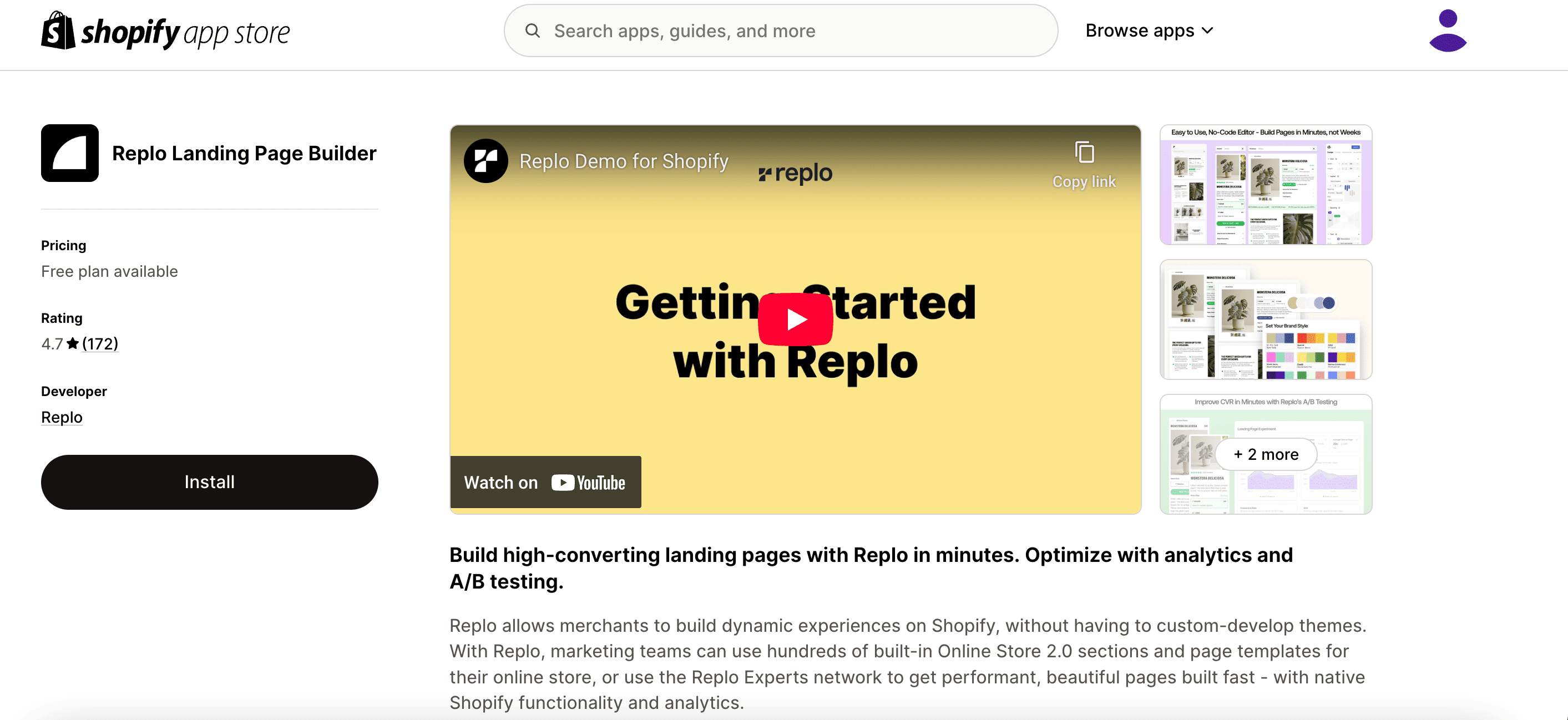 Replo landing page builder