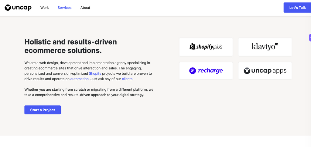 uncap Shopify agency